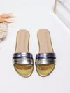 Multicolor Metallic Band Flat Sandals: Comfortable and Slip-Resistant Independence Day Shoes