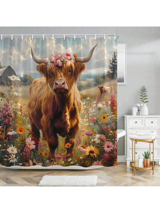 This rustic Highland cow <a href="https://canaryhouze.com/collections/shower-curtain" target="_blank" rel="noopener">shower curtain</a> is the perfect addition to your farmhouse-style bathroom. Made with high-quality material, it not only adds a touch of rustic charm but also provides privacy and durability. Transform your bathroom into a cozy retreat with this unique and functional piece of decor.