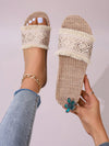 Summer Ready: Open Toe Linen Slippers with Letter Crossing Straps