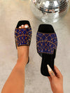 Rhinestone-Embellished Blue Flat Sandals: The Perfect Summer Casual Wear for Women