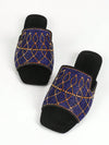 Rhinestone-Embellished Blue Flat Sandals: The Perfect Summer Casual Wear for Women