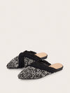 Bohemian Chic: Black and White Woven Face Flat Shoes with Pom Pom Tassel Decoration