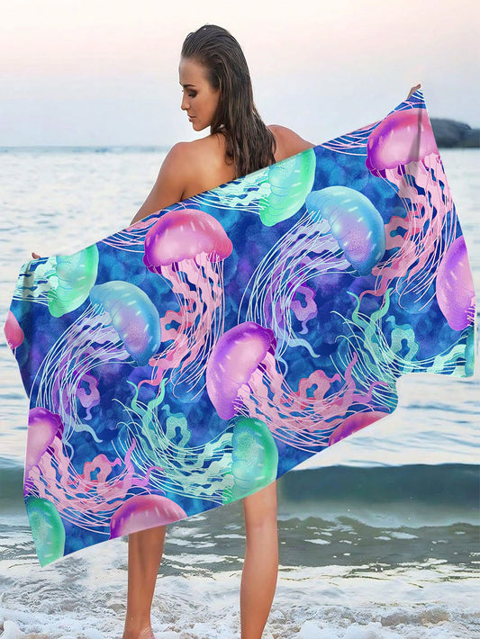 Experience ultimate comfort and convenience with our Jellyfish Printed <a href="https://canaryhouze.com/collections/towels" target="_blank" rel="noopener">Beach Towel</a>. Its lightweight design makes it perfect for all your activities, while the vibrant jellyfish print adds a touch of style. Made for both relaxation and adventure, this towel is a must-have for any beach-goer.