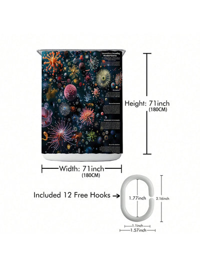 Colorful Dreams Waterproof Shower Curtain Set with 12 Plastic Hooks