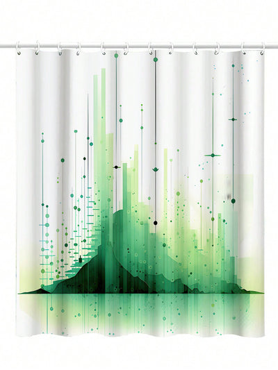 Green Oasis: Modern Polyester Waterproof Shower Curtain for Stylish Bathroom Decor