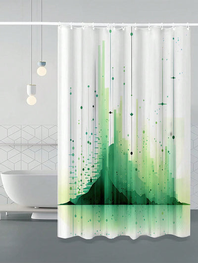 Green Oasis: Modern Polyester Waterproof Shower Curtain for Stylish Bathroom Decor