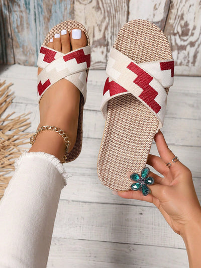 Step out in style this summer with our Red Crisscross Band Linen <a href="https://canaryhouze.com/collections/women-canvas-shoes" target="_blank" rel="noopener">Slippers</a>, the perfect choice for couples looking for a chic and comfortable option. Made with durable linen material and featuring a trendy crisscross band design, these slippers are the perfect combination of fashion and functionality. Don't compromise on style or comfort, choose our Red Crisscross Band Linen Slippers for your summer wardrobe.