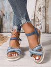 Denim Vacation Style Wedge Sandals: Lightweight Comfort with High Heel Platform