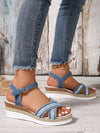 Denim Vacation Style Wedge Sandals: Lightweight Comfort with High Heel Platform