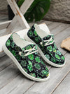 Lucky Charm: Women's Four-Leaf Clover Print Canvas Sneakers for Casual Comfort