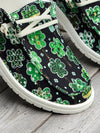 Lucky Charm: Women's Four-Leaf Clover Print Canvas Sneakers for Casual Comfort