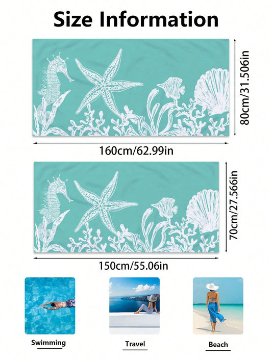 Blue Starfish Beach Towel: Lightweight and Quick-Drying for Ultimate Comfort on Your Vacation