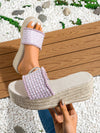 Chic Women's Fashion Sandals: Rope Wedge Heel, Furry Ball Decor, Ankle Strap