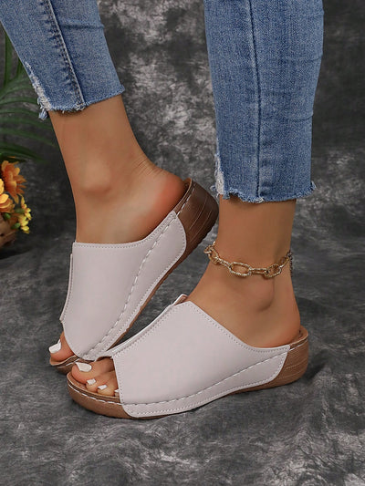 Stylish Summer Platform Wedge Sandals: Elevate Your Style with Black & White Slip-Ons