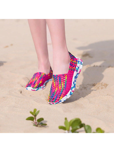 Rainbow Comfort: Women's Lightweight Slip-On Peas Shoes for Summer