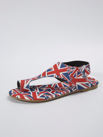 British Flag-Inspired Independence Day Open Toe Sandals