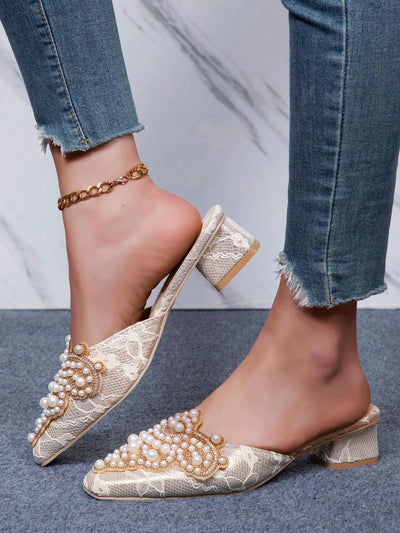 Luxe Lace Chunky Heel Slippers: The Ultimate Summer Style Statement