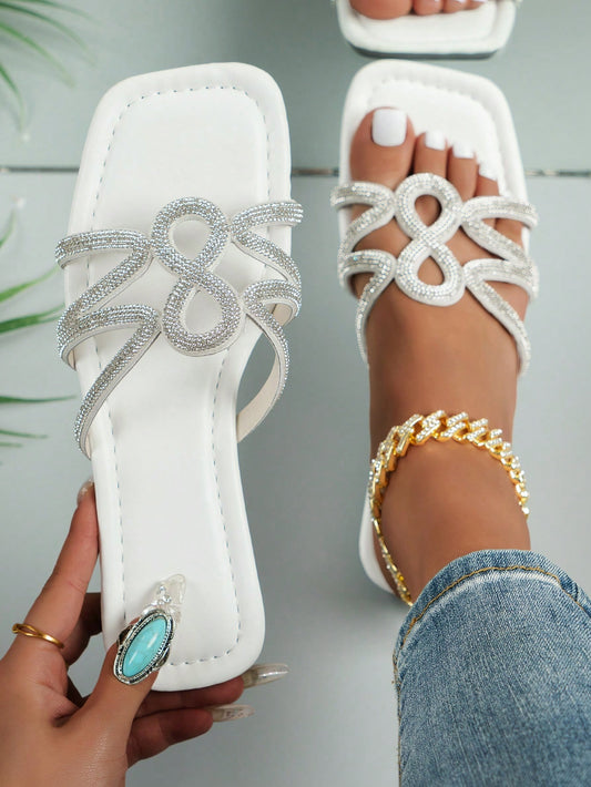 Sparkling Summer: Rhinestone Flat Sandals for Women