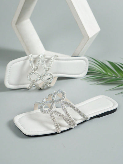 Sparkling Summer: Rhinestone Flat Sandals for Women