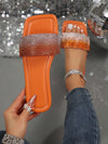 Stylish Gradient Rhinestone Flat Sandals: Step into Summer with Sparkle!