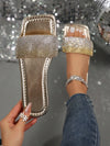 Stylish Gradient Rhinestone Flat Sandals: Step into Summer with Sparkle!