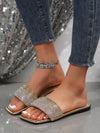 Stylish Gradient Rhinestone Flat Sandals: Step into Summer with Sparkle!