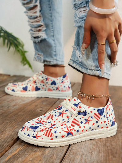 Patriotic Pride: Women's Casual Sports Shoes with Independence Day Elements