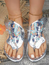 Stylish Silver Butterfly Embroidery Toe-Ring Sandals - Perfect for Summer!