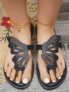 Stylish Silver Butterfly Embroidery Toe-Ring Sandals - Perfect for Summer!