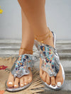 Stylish Silver Butterfly Embroidery Toe-Ring Sandals - Perfect for Summer!