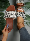 Velvet Cow Pattern Studded Flat Sandals - Trendy Outdoor Footwear