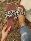 Velvet Cow Pattern Studded Flat Sandals - Trendy Outdoor Footwear