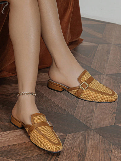 Belted Beauty: Fashionable Canvas Mules for Women