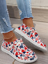 Independence Day Printed Heart-Casual Sports Shoes: Comfortable Flat Canvas Loafers