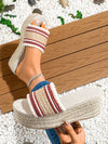 Chic Women's Fashion Sandals: Rope Wedge Heel, Furry Ball Decor, Ankle Strap