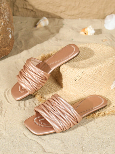 New Arrival: Trendy Folded Square Toe Flat Sandals for Women