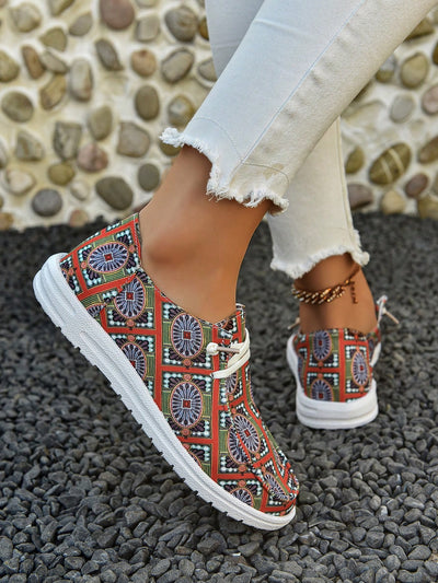 Tile Pattern Canvas Casual Sports Shoes: Stylish Comfort for Your Vacation