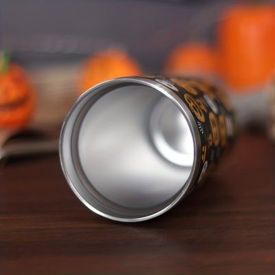 20oz Stainless Steel Halloween Pumpkin Pattern Tumbler with Lid and Straw - Double Walled Insulated Water Bottle for Cold Drinks, Perfect for Summer and Winter Travel