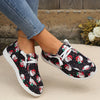 Festive Comfort: Women's Santa Claus Print Canvas Shoes - Christmas Round Toe Slip-On Loafers - Casual Low-Top Flat Sneakers