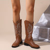 Stylish Western Vibes: Women's Embroidered Chunky Heel Boots - Fashionable Square Toe Cowboy Boots for Comfort and Style