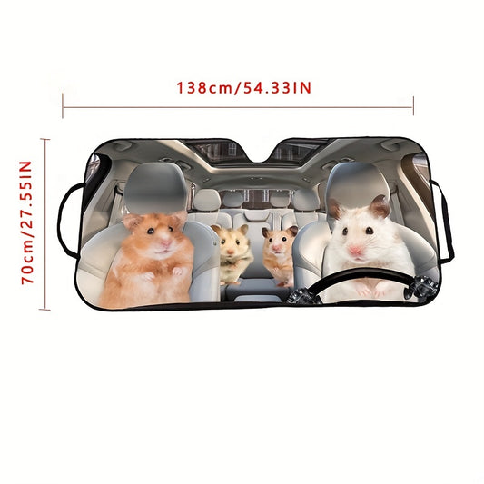 Keep Your Car Cool with the Cute Hamster Print Car Sunshade – A Stylish Sun Visor for Optimal Sun Protection and Interior Car Accessories