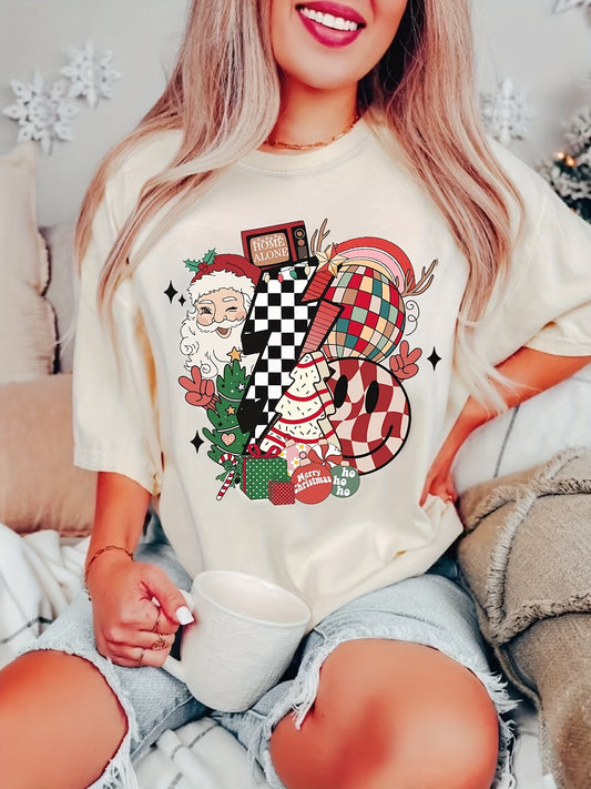 Bring holiday cheer to your wardrobe with this Festive Vibes short sleeve T-shirt. Crafted from soft cotton fabric, this crew neck shirt features a striking Christmas-themed graphic print for a festive feel. Enjoy the perfect T-shirt for spring/summer.