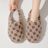 Cozy Plaid Pattern Warm Home Slippers: Slip-On, Round Toe, Non-Slip Fluffy Soft Sole Slides Shoes