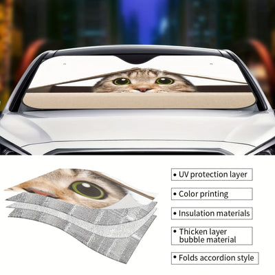 Cute Cat Eyes Foldable Sunshade for Your Car Windshield - Stay Cool and Stylish on the Road!