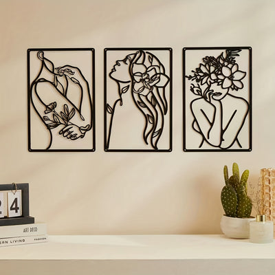 This stylish and minimalist metal art wall decor features an abstract woman rendered in a modern line drawing. Combining design and art, it's the perfect way to enhance and elevate your living space. Make a statement with this stylish and minimalist piece and bring your room to life.