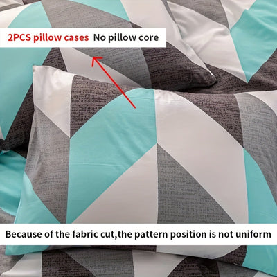 Color Block Pattern Bedding Set, 1pc * Duvet Cover + 2pcs * Pillowcase, Without Pillow Core