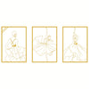 Modern Minimalist Female Dancer Metal Art Wall Decor: Elegant Abstract Line Drawing in Black & Gold