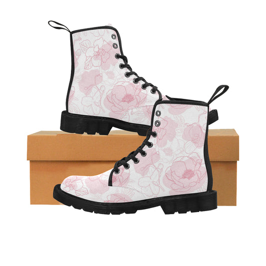 Peonies Boots, Hand Drawn Martin Boots for Women