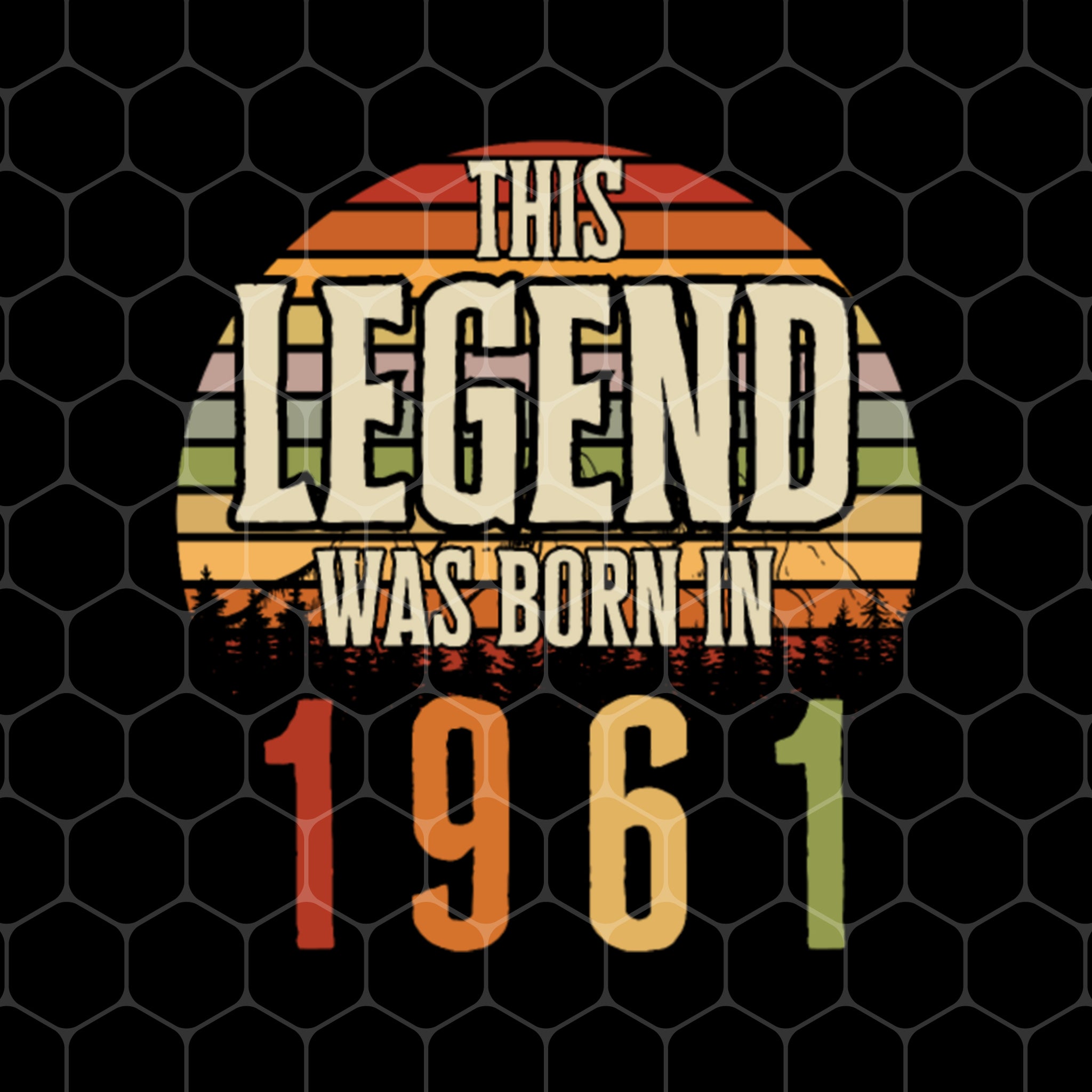 1961 Birthday Vintage, 1961 Retro Birthday Gift, Png Printable, Digital File