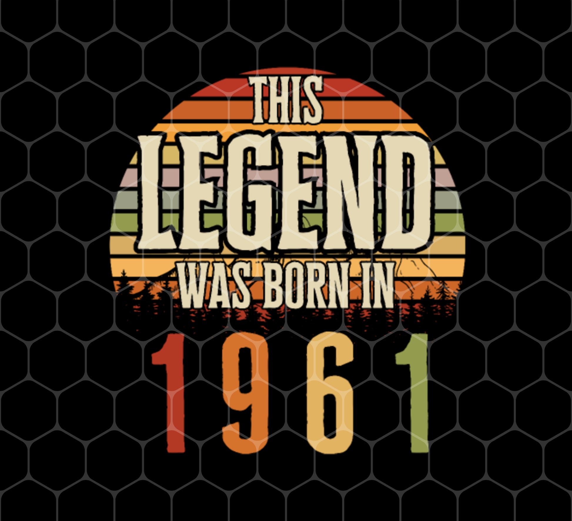 1961 Birthday Vintage, 1961 Retro Birthday Gift, Png Printable, Digital File